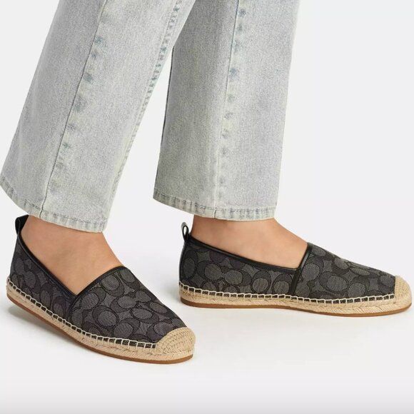 NIB - COACH Codi Espadrille In Signature Jacquard -  Black - size 5 US - Picture 1 of 14